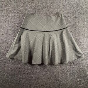 Bebe Grey Diamond Plaid Pleated Mini Skirt Womens 0 Black Trim 90s